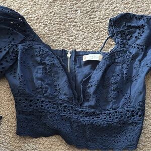 Altar'd State Navy Eyelet Crop Top